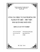 Khóa luận Công tác phục vụ người dùng tin tại ban tư liệu – Thư viện báo quân đội nhân dân
