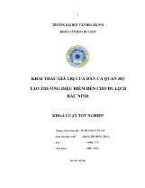 Khóa luận Khai thác giá trị của dân ca quan họ tạo thương hiệu điểm đến cho du lịch Bắc Ninh