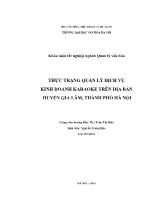 Khóa luận Thực trạng quản lý dịch vụ kinh doanh karaoke trên địa bàn huyện Gia lâm, thành phố Hà Nội