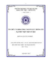 Khóa luận Tổ chức và khai thác nguồn lực thông tin tại thư viện viện sử học