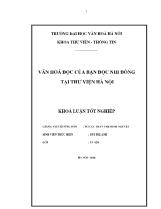 Khóa luận Văn hoá đọc của bạn đọc nhi đồng tại thư viện Hà Nội