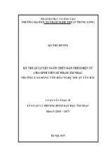 Kỹ thuật luyện ngón trên đàn phím điện tử cho sinh viên sư phạm âm nhạc trường cao đẳng văn hóa nghệ thuật tây bắc