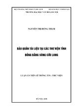 Luận án Bảo quản tài liệu tại các thư viện tỉnh đồng bằng sông Cửu Long