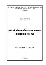 Luận án Biến đổi của văn hóa quan họ Bắc Ninh trong thời kì hiện nay