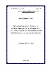 Luận án Hiệu quả sử dụng hạt nêm, dầu ăn bổ sung vi chất ở trẻ 36 - 59 tháng tuổi nguy cơ suy dinh dưỡng và suy dinh dưỡng thấp còi tại huyện Thanh Liêm, Hà Nam