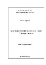 Luận án Hoàn thiện các chính sách giảm nghèo ở tỉnh Quảng Ninh