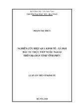 Luận án Nghiên cứu hiệu quả kinh tế - Xã hội đầu tư trực tiếp nước ngoài trên địa bàn tỉnh Vĩnh Phúc