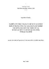 Luận án Nghiên cứu thực trạng và đề xuất giải pháp hợp lý trong công tác giao đất lâm nghiệp cho đồng bào dân tộc thiểu số ở huyện lệ thủy và huyện Quảng ninh, tỉnh Quảng Bình