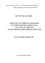 Luận án Thông tin tài chính tác động đến suất sinh lời chứng khoán của các công ty niêm yết tại thị trường chứng khoán Việt Nam