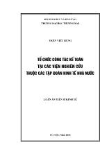 Luận án Tổ chức công tác kế toán tại các viện nghiên cứu thuộc các tập đoàn kinh tế nhà nước