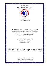 Luận văn Bảo đảm thực thi quyền lợi của người tiêu dùng, qua thực tiễn tỉnh Thừa Thiên Huế