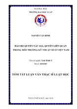 Luận văn Bảo hộ quyền tác giả, quyền liên quan trong môi trường kỹ thuật số ở Việt Nam