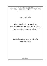 Luận văn Bảo tồn và phát huy giá trị văn hóa lễ hội chọi trâu xã Phù Ninh, huyện Phù Ninh, tỉnh Phú Thọ