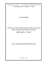 Luận văn Công tác tuyên truyền, huấn luyện an toàn vệ sinh lao động tại công ty cổ phần khí cụ điện I - Vinakip