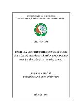 Luận văn Đánh giá việc thực hiện quyền sử dụng đất của hộ gia đình, cá nhân trên địa bàn huyện Yên dũng – tỉnh Bắc Giang