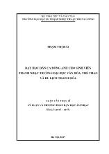 Luận văn Dạy học dân ca đông anh cho sinh viên thanh nhạc trường đại học văn hóa, thể thao và du lịch Thanh Hóa