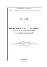 Luận văn Dạy học đàn phím điện tử cho sinh viên cao đẳng giáo dục mầm non, trường đại học bạc liêu