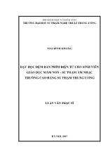 Luận văn Dạy học đệm đàn phím điện tử cho sinh viên Giáo dục Mầm nom - Sư phạm Âm nhạc Trường Cao đẳng Sư phạm Trung ương