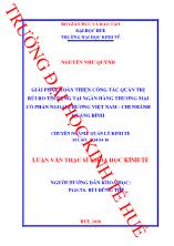 Luận văn Giải pháp hoàn thiện công tác quản trị rủi ro tín dụng tại ngân hàng thương mại cổ phần ngoại thương Việt Nam - Chi nhánh Quảng Bình