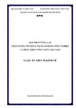 Luận văn Giải pháp nâng cao chất lượng tín dụng ở ngân hàng nông nghiệp và phát triển nông thôn Việt Nam