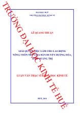 Luận văn Giải quyết việc làm cho lao động nông thôn trên địa bàn huyện Hướng hóa, tỉnh Quảng Trị