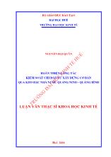 Luận văn Hoàn thiện công tác kiểm soát chi đầu tư xây dựng cơ bản qua kho bạc nhà nước Quảng ninh - Quảng bình