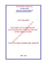 Luận văn Hoàn thiện công tác phối hợp thu ngân sách nhà nước tại kho bạc nhà nước Lệ thủy, tỉnh Quảng Bình