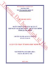 Luận văn Hoàn thiện công tác quản lý chi ngân sách nhà nước tại sở tài chính tỉnh Quảng Bình