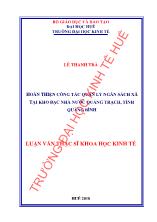 Luận văn Hoàn thiện công tác quản lý ngân sách xã tại kho bạc nhà nước Quảng trạch, tỉnh Quảng Bình