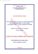 Luận văn Hoàn thiện công tác quản lý nguồn kinh phí sự nghiệp khoa học và công nghệ tại sở khoa học và công nghệ Quảng Bình