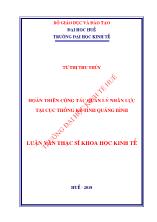 Luận văn Hoàn thiện công tác quản lý nhân lực tại cục thống kê tỉnh Quảng Bình