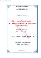 Luận văn Hoàn thiện công tác quản lý quỹ bảo hiểm y tế tại bảo hiểm xã hội tỉnh Quảng Trị