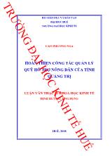 Luận văn Hoàn thiện công tác quản lý quỹ hỗ trợ nông dân của tỉnh Quảng Trị