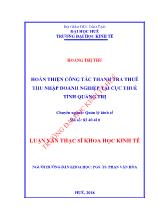 Luận văn Hoàn thiện công tác thanh tra thuế thu nhập doanh nghiệp tại cục thuế tỉnh Quảng Trị