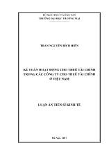 Luận văn Kế toán hoạt động cho thuê tài chính trong các công ty cho thuê tài chính ở Việt Nam