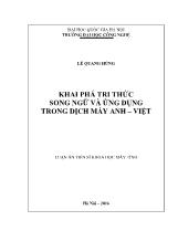 Luận văn Khai phá tri thức song ngữ và ứng dụng trong dịch máy Anh – Việt