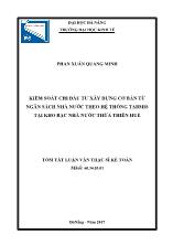 Luận văn Kiểm soát chi đầu tư xây dựng cơ bản từ ngân sách nhà nước theo hệ thống tabmis tại kho bạc nhà nước thừa Thiên Huế