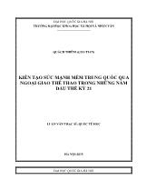 Luận văn Kiến tạo sức mạnh mềm trung quốc qua ngoại giao thể thao trong những năm đầu thế kỷ 21