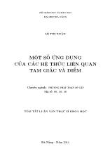 Luận văn Một số ứng dụng của các hệ thức liên quan tam giác và điểm