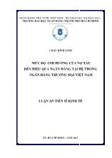 Luận văn Mức độ ảnh hưởng của nợ xấu đến hiệu quả ngân hàng tại hệ thống ngân hàng thương mại Việt Nam