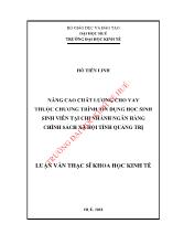 Luận văn Nâng cao chất lượng cho vay thuộc chương trình tín dụng học sinh sinh viên tại chi nhánh ngân hàng chính sách xã hội tỉnh Quảng Trị