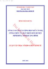 Luận văn Nâng cao chất lượng đội ngũ cán bộ, công chức ủy ban nhân dân huyện Ninh hóa, Tỉnh Quảng Bình