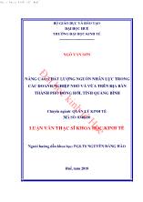 Luận văn Nâng cao chất lượng nguồn nhân lực trong các doanh nghiệp nhỏ và vừa trên địa bàn thành phố Đồng hới, tỉnh Quảng Bình