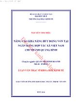 Luận văn Nâng cao khả năng huy động vốn tại ngân hàng hợp tác xã Việt Nam chi nhánh Quảng Bình