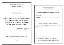 Luận văn Nghiên cứu các yếu tố ảnh hưởng đến quá trình phân hủy thuốc nhuộm methyl blue bẳng các tác nhân fe2+/h2o2, uv/h2o2 và fe2+/uv/h2o2