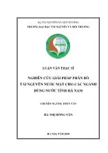 Luận văn Nghiên cứu giải pháp phân bổ tài nguyên nước mặt cho các ngành dùng nước tỉnh Hà Nam