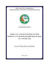 Luận văn Nghiên cứu, ứng dụng mô hình tích hợp markov - Ca và gis để dự báo biến động sử dụng đất tỉnh Phú Thọ