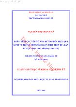 Luận văn Phân tích các yếu tố ảnh hưởng đến hiệu quả kinh tế trong chăn nuôi lợn thịt trên địa bàn huyện Gio linh, tỉnh Quảng Trị