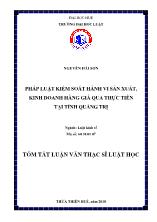 Luận văn Pháp luật kiểm soát hành vi sản xuất, kinh doanh hàng giả qua thực tiễn tại tỉnh Quảng Trị