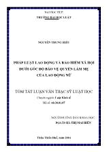 Luận văn Pháp luật lao động và bảo hiểm xã hội dƣới góc độ bảo vệ quyền làm mẹ của lao động nữ